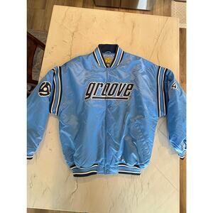 Vintage 90 s Carolina Blue "Groove" brand Satin Bomber Jacket Mens' size XXL
